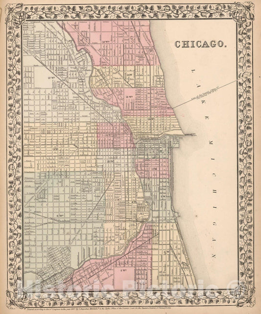 Historic Map : World Atlas Map, Chicago 1868 - Vintage Wall Art