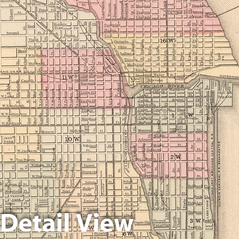 Historic Map : World Atlas Map, Chicago 1868 - Vintage Wall Art