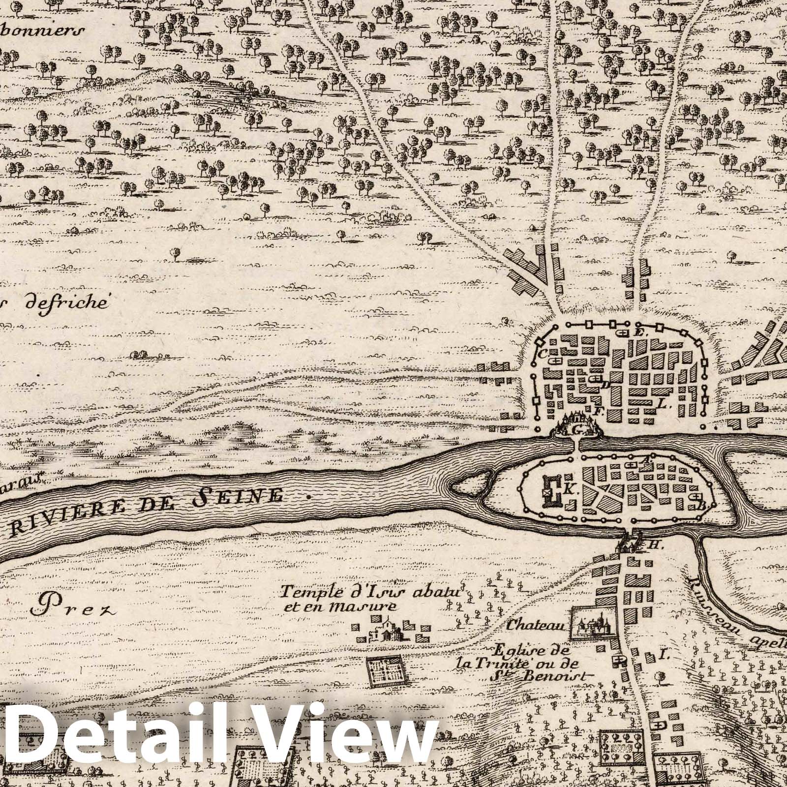 Paris, France 1714 Historical City Plan Map Print