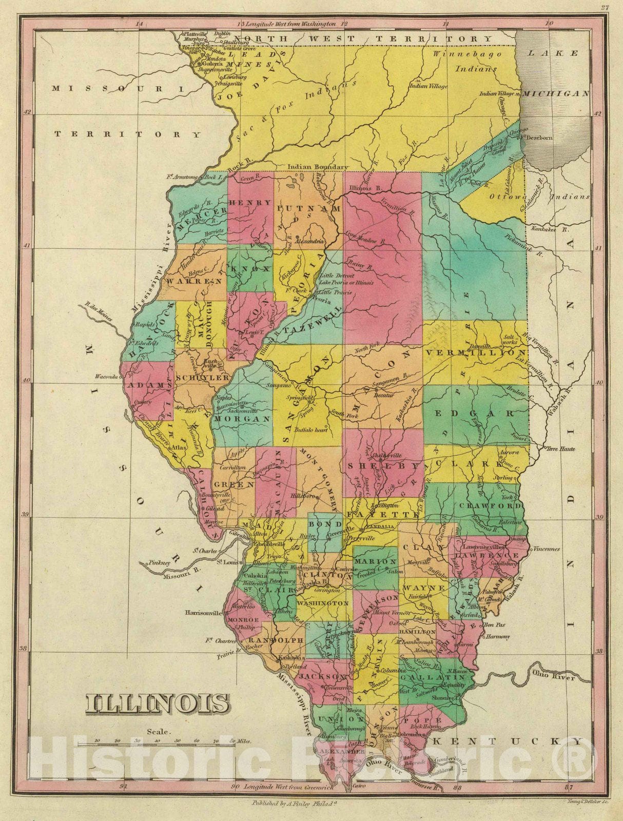 Historic Map : Classical Atlas Map, Illinois. 1831 - Vintage Wall Art