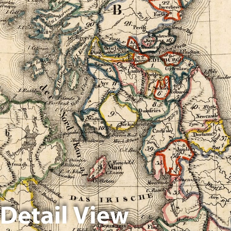 England, Scotland, and Ireland - Boundary Map, 1830 - Historical Map Reproduction