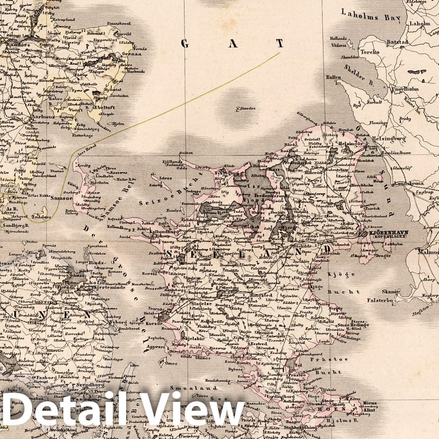 Denmark, Iceland, Faroe Islands, Schleswig, Holstein & Lauenburg - 1866 Railroad Map