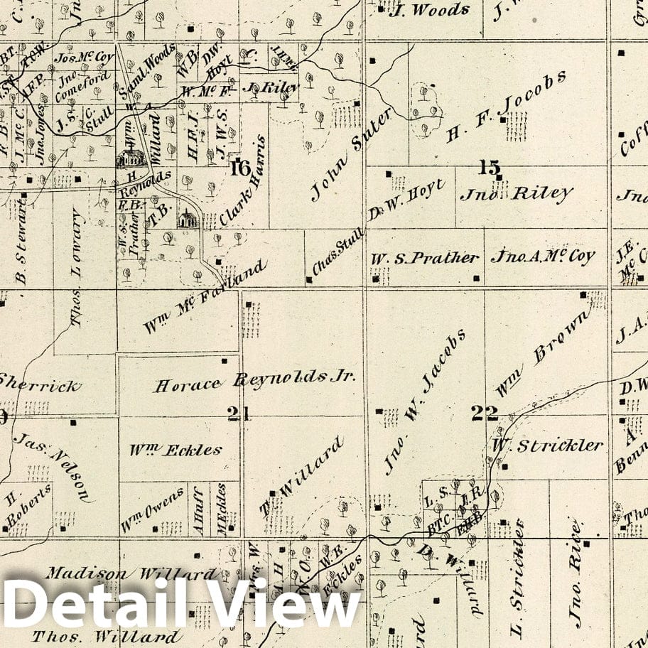 Houston Township, Adams County, Illinois 1872 Historical Map Print