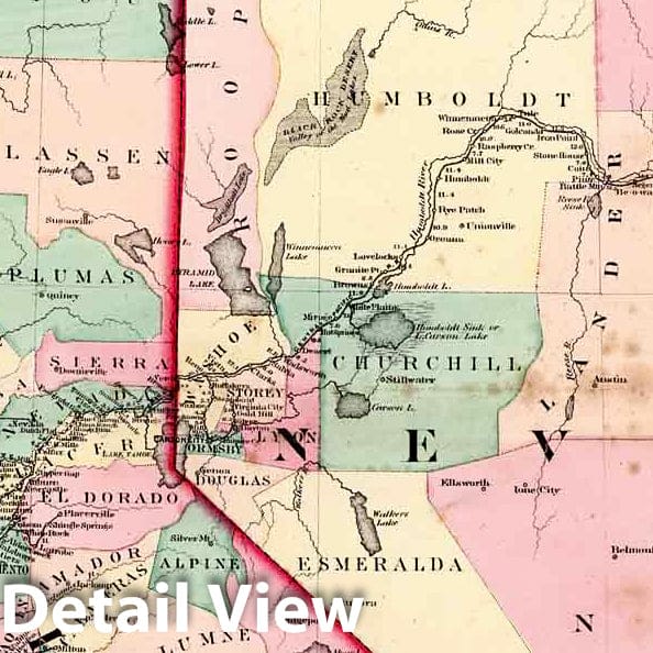 Oregon, California, and Nevada - Railroad Map, 1873 - Gray's Atlas
