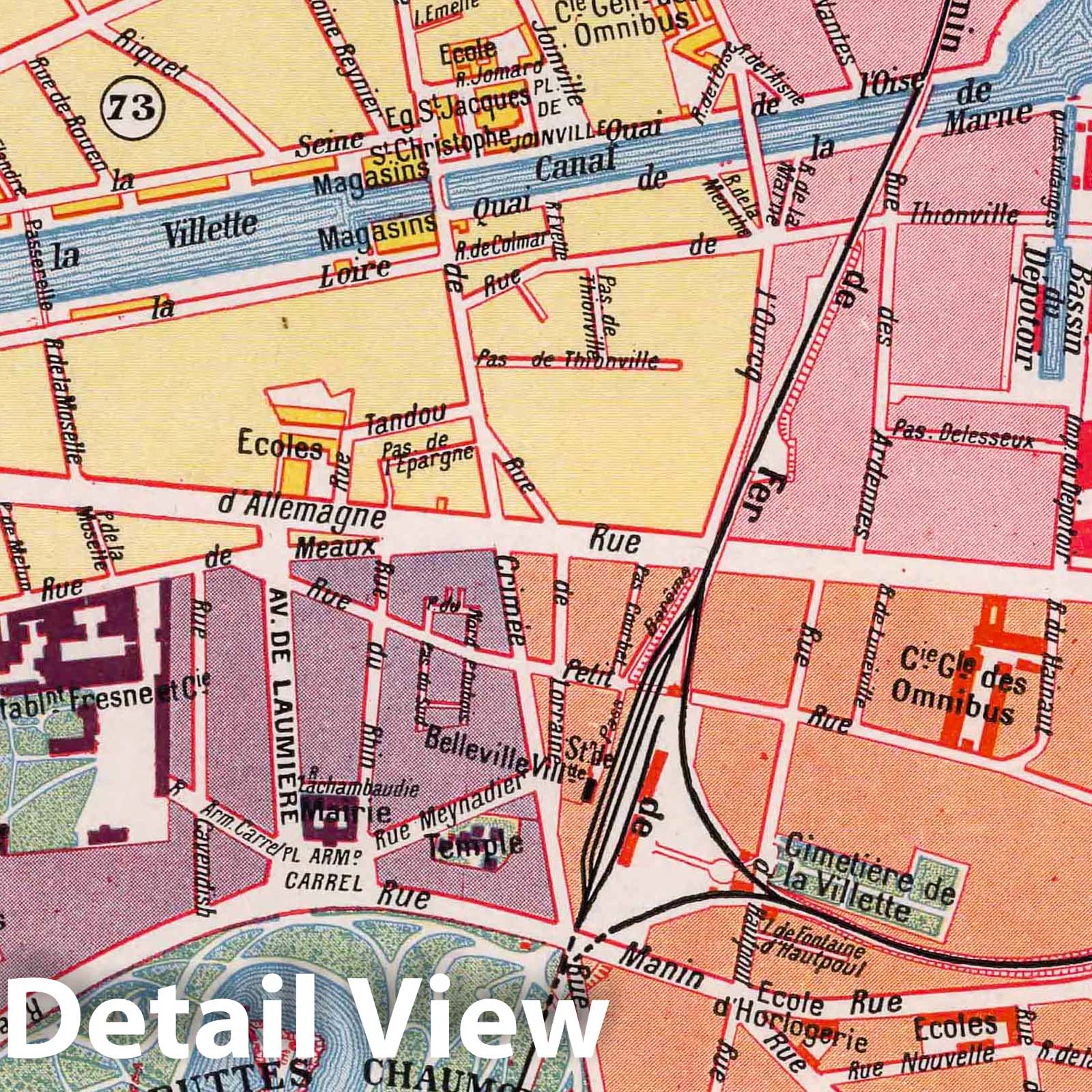 Paris, Nineteenth Arrondissement, 1900 - Historical Map Print