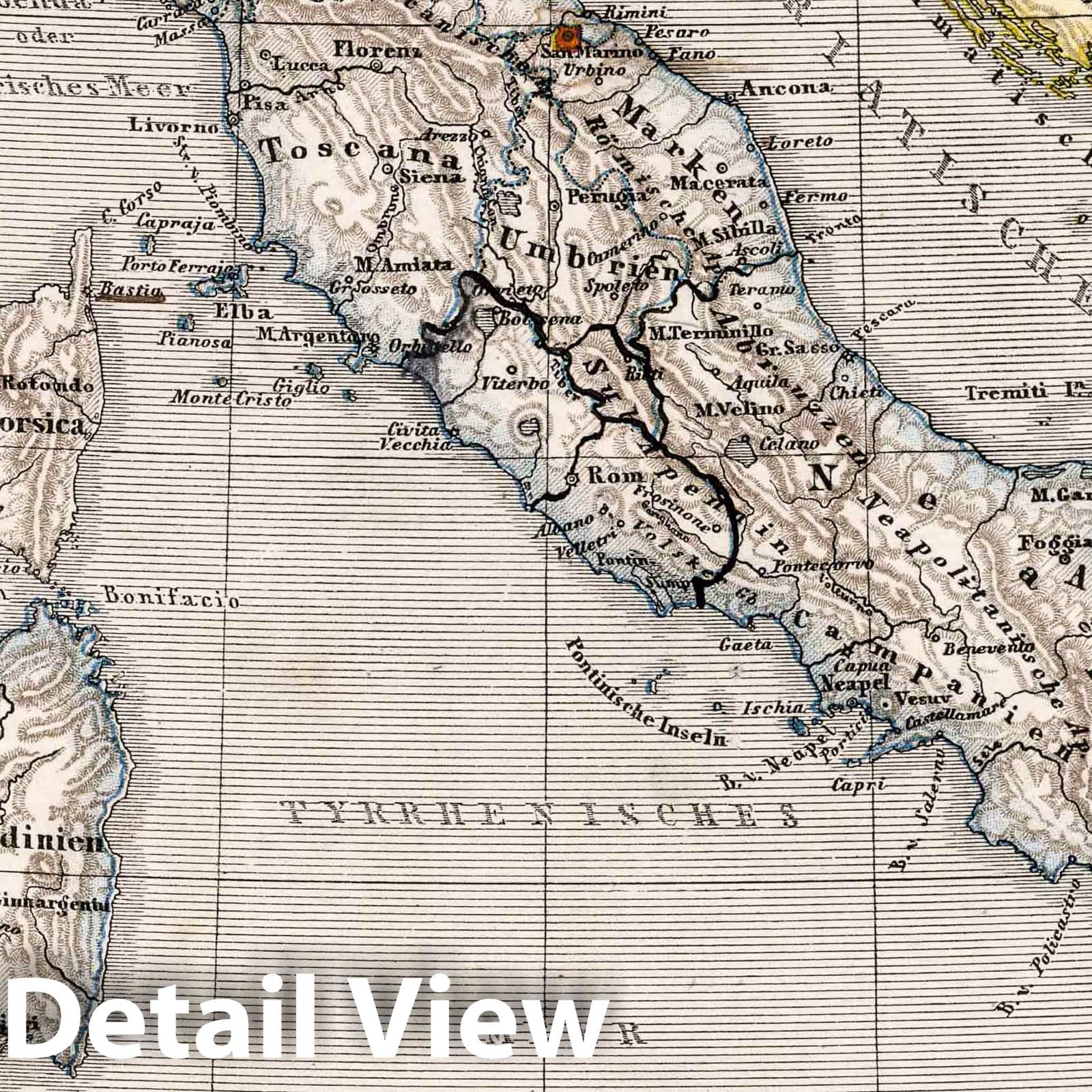 Italy, 1872 - Historical Topographic Map Print