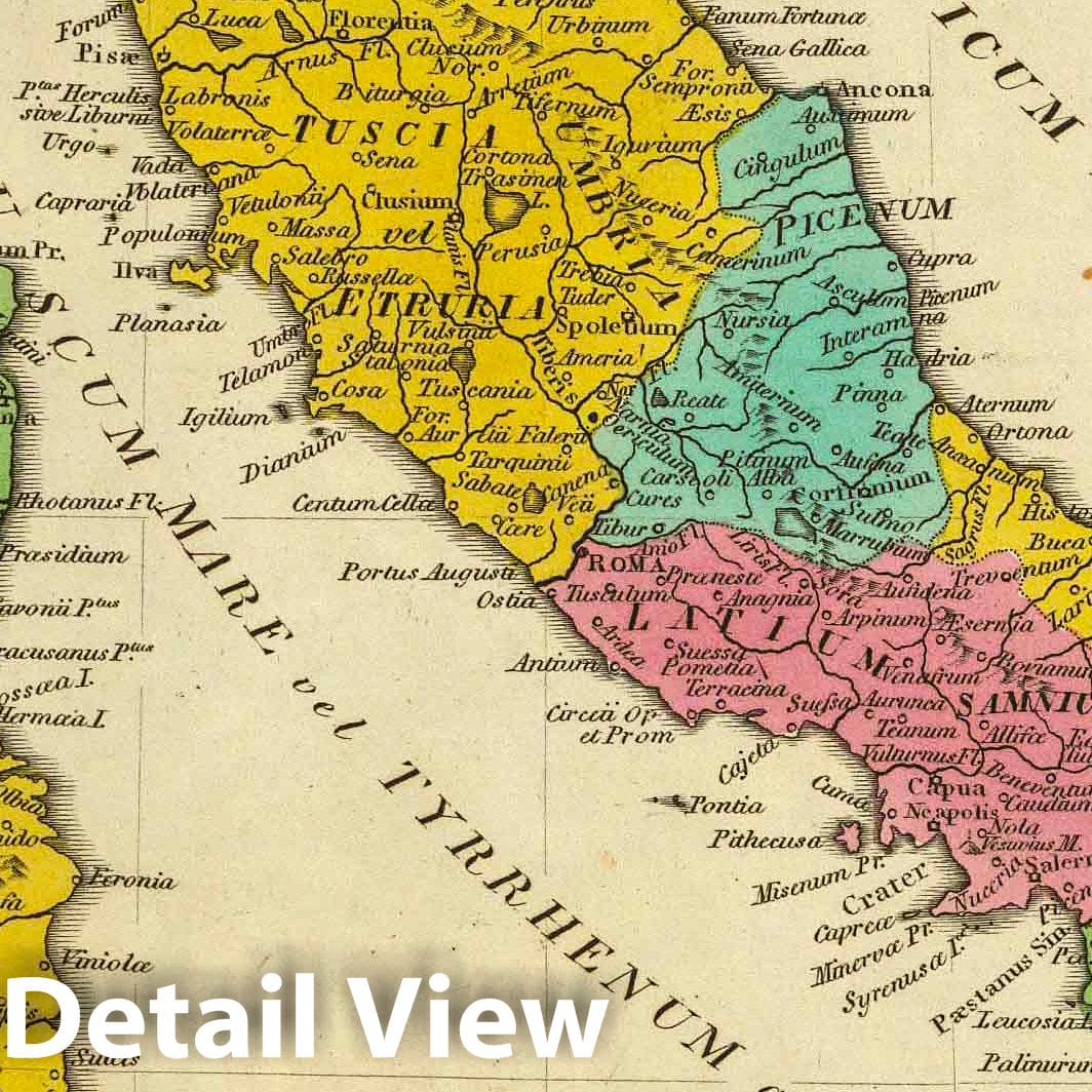 Ancient Italy, 1831 - Historical Map Print