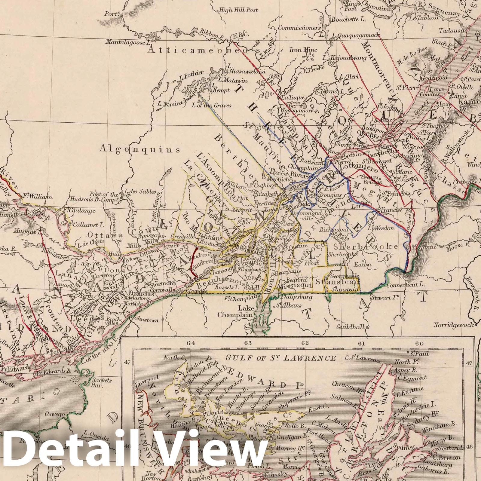 Canada and New Brunswick, 1841 - Historical Map Print