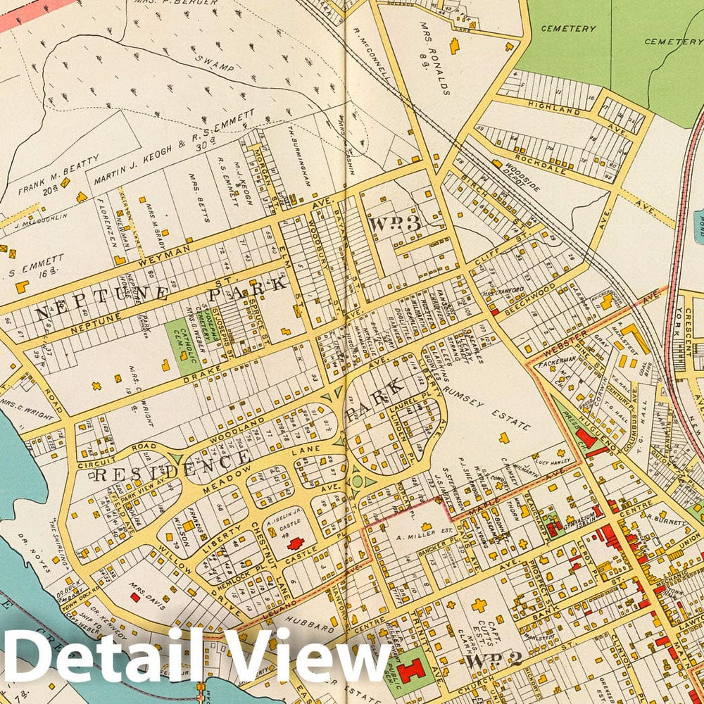 Historic Map : New Rochelle (N.Y.), York, County Atlas Map, New Rochelle. 1893 , Vintage Wall Art