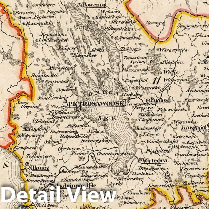 Russia - Novgorod and Olonets, 1829 - Historical Map Print