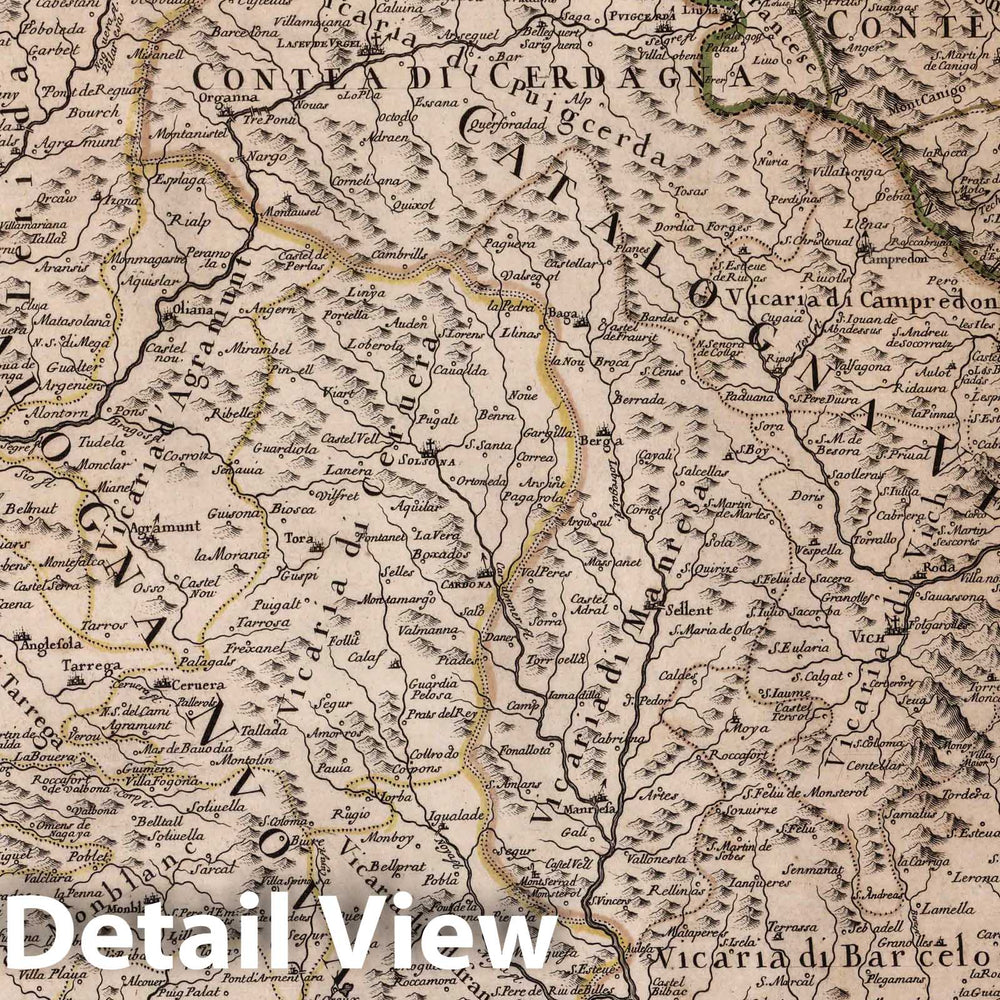 Historic Map : Spain, , EuropeIl Principato di Catalogna 1690 , Vintage Wall Art