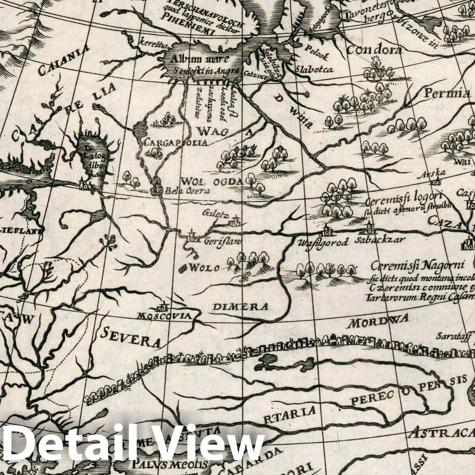 Russia - River Map, 1636 - Historical Map Print
