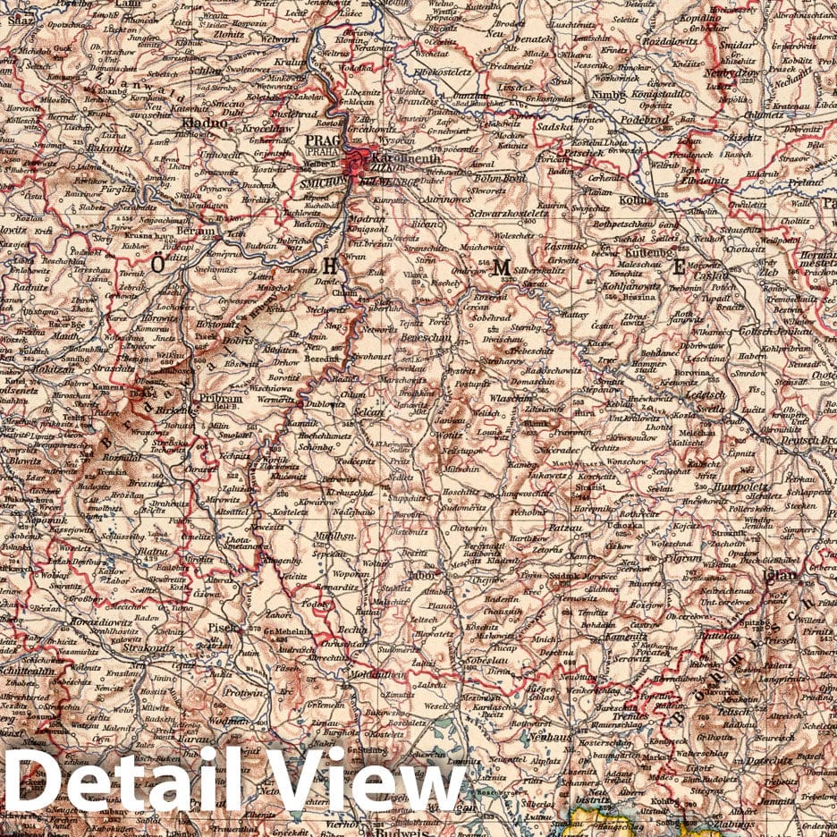 Bohemia, 1925 - Historical Map Print from Stieler's Atlas