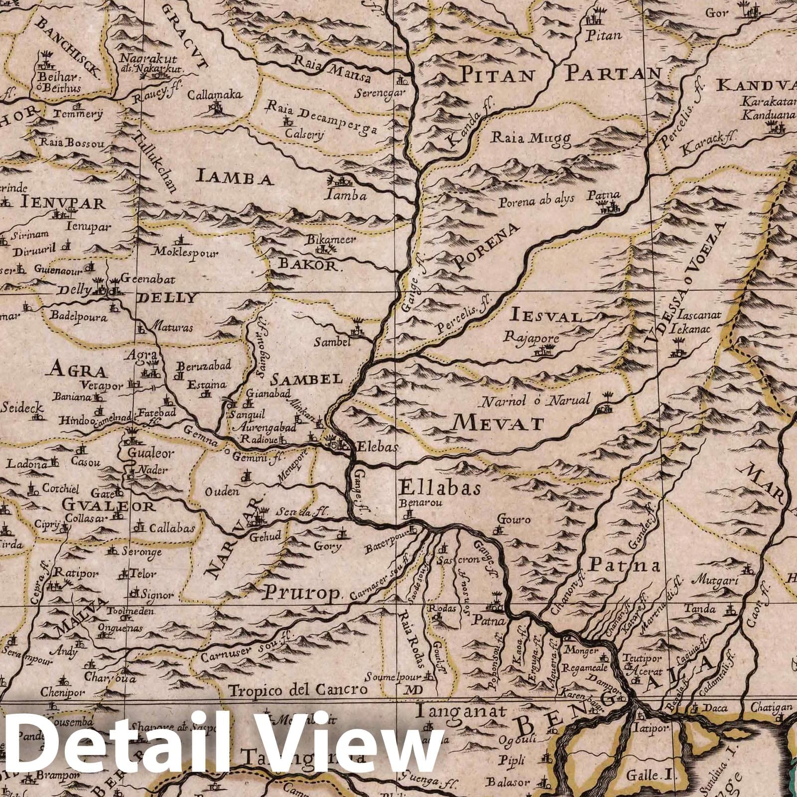 India East of the Ganges - River Map, 1683 - Historical Map Print