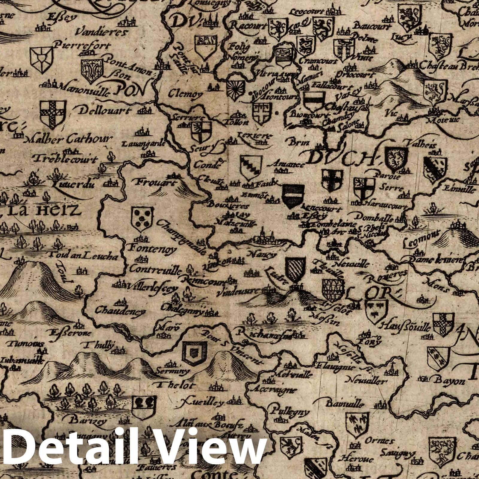 Lorraine, 1600 - Historical Map Print from Geographisch Handtbuch