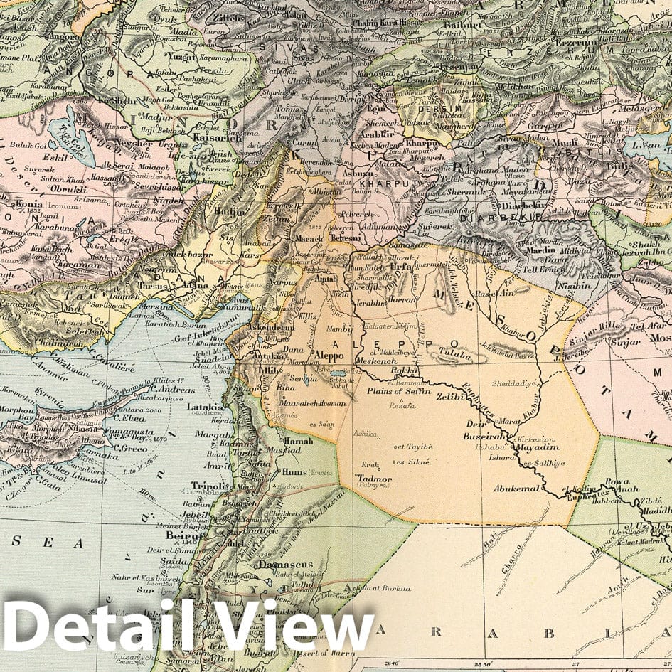 Turkey in Asia with Smyrna Inset - 1891 Railroad Map