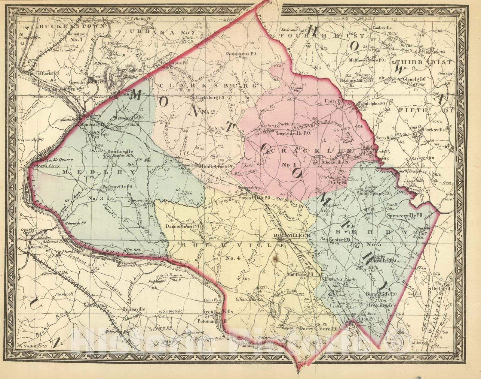 Historic Map : State Atlas Map, Montgomery. 1866 - Vintage Wall Art
