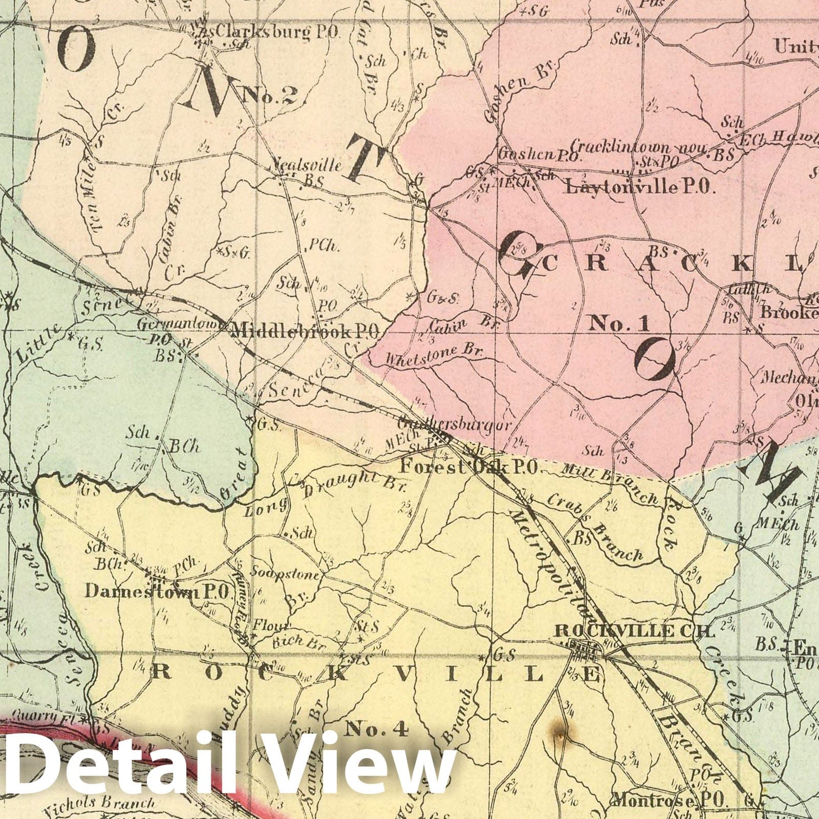 Montgomery County - Railroad Map, 1866 - Martenet's Maryland Atlas