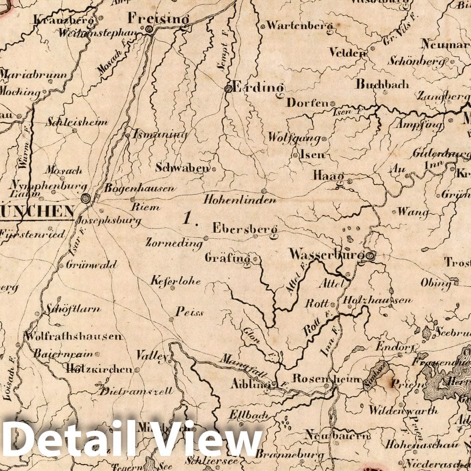 Bavaria - Isar Circle, 1825 - Historical Map Print