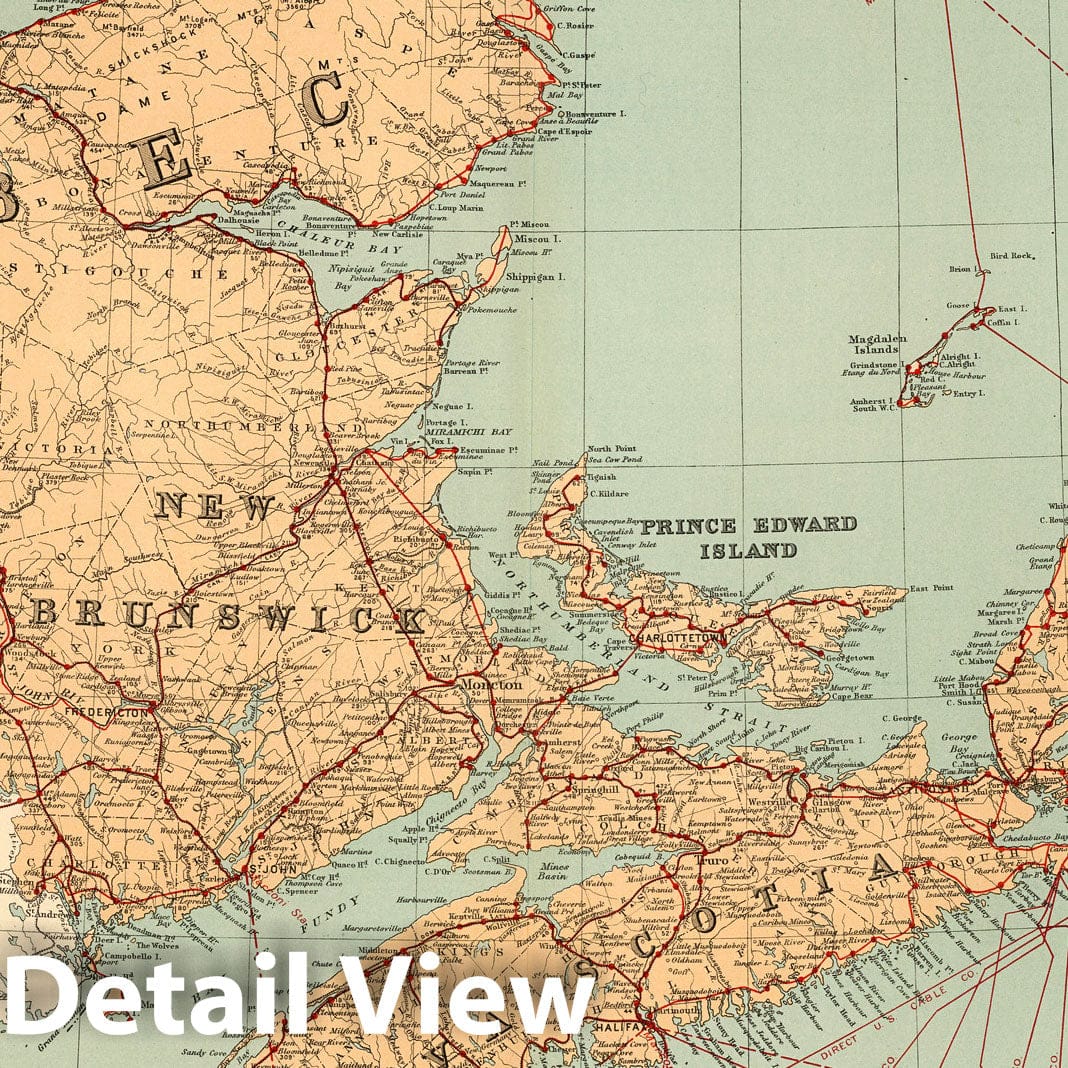 Quebec and Maritime Provinces - Railroad Map, 1906