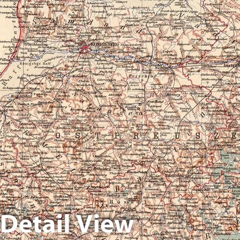 East Prussia - Plate No. 9, 1925 - Stieler's Atlas Historical Map Print