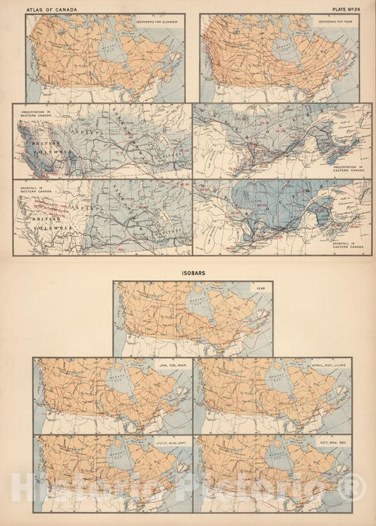 Historic Map : No. 26, Isotherms for Summer. Isotherms for Yea 1906 - Vintage Wall Art