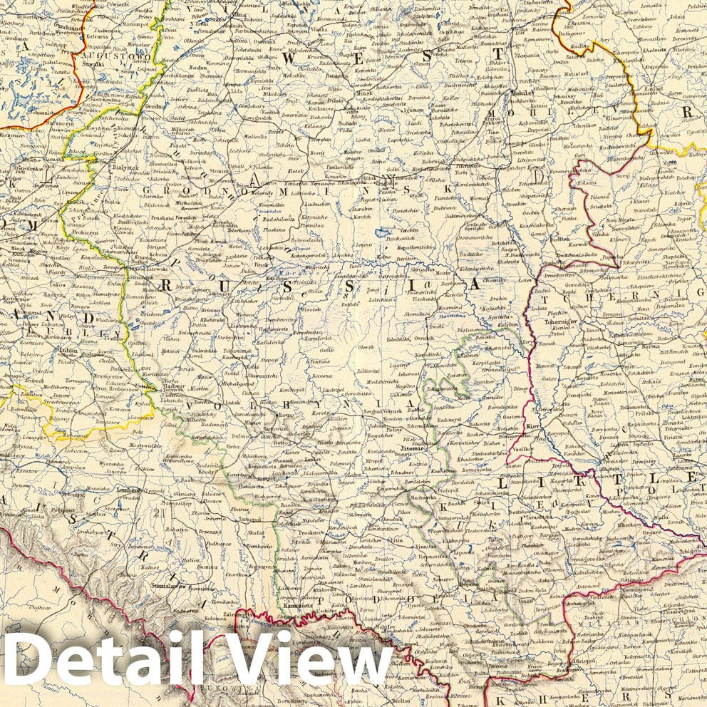 Southwest Russia and Poland Partition - Boundary Map, 1861 - Historical Map Print