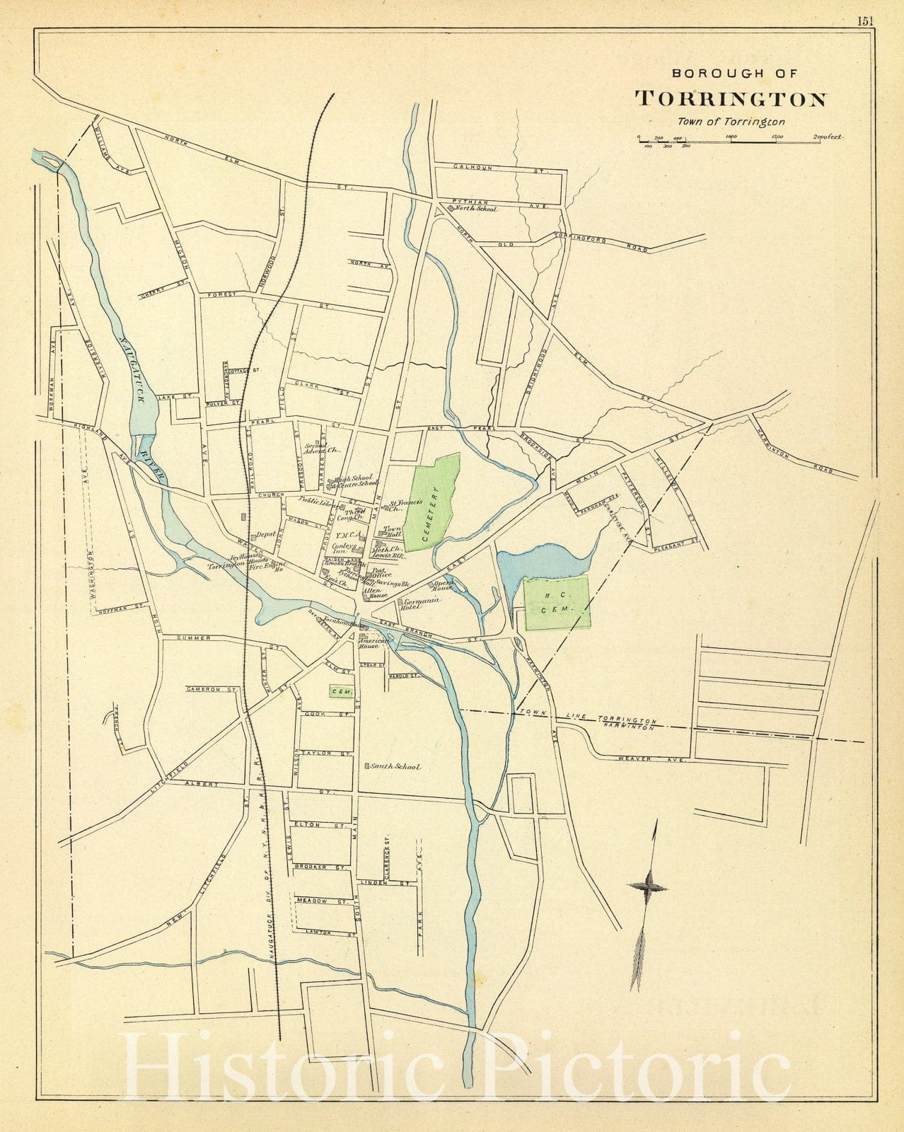 Historic Map : State Atlas Map, Torrington. 1893 - Vintage Wall Art