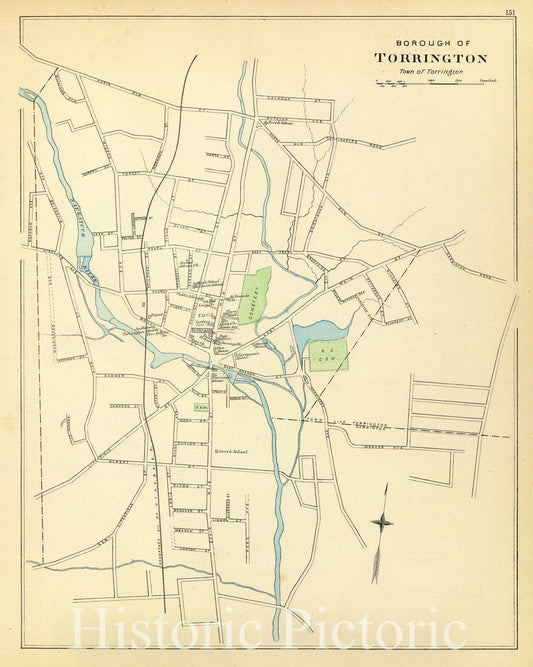 Historic Map : State Atlas Map, Torrington. 1893 - Vintage Wall Art