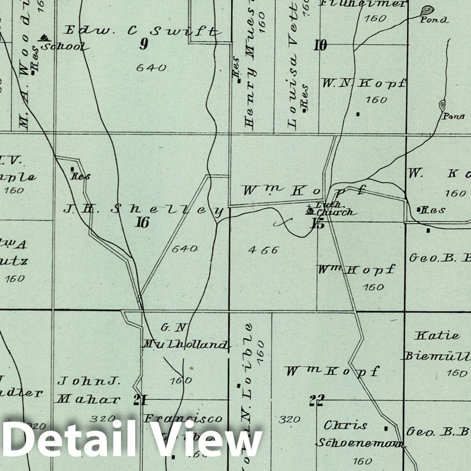 Township 12 North, Dawson County, Nebraska - River Map, 1904 Atlas Print