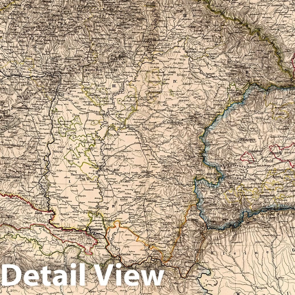 Hungary, Galicia, Montenegro, Herzegovina, Bosnia, and Serbia - Railroad Map, 1866