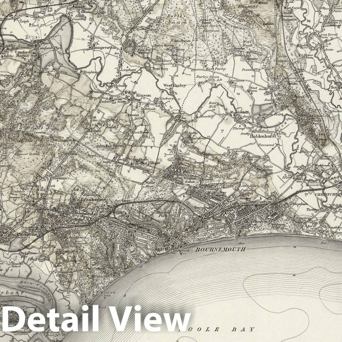 Bournemouth - Survey Map, 1904 - Ordnance Survey Topographic Print