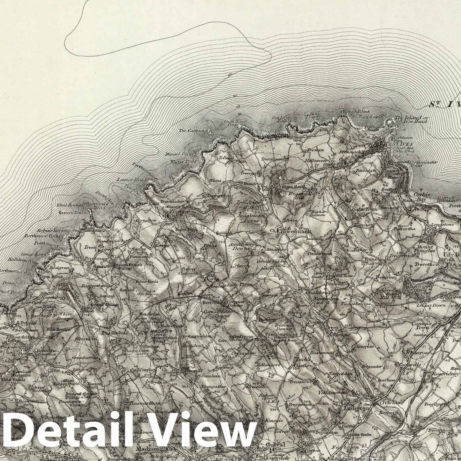 Penzance - Survey Map, 1907 - Ordnance Survey Topographic Print