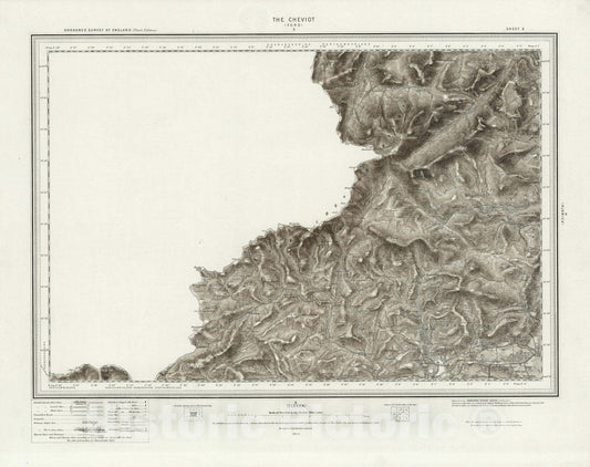 Historic Map : 5 The Cheviot (Hills) 1903 - Vintage Wall Art