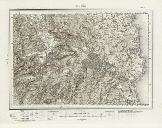 Historic Map : 6 Alnwick (Hills) 1903 - Vintage Wall Art