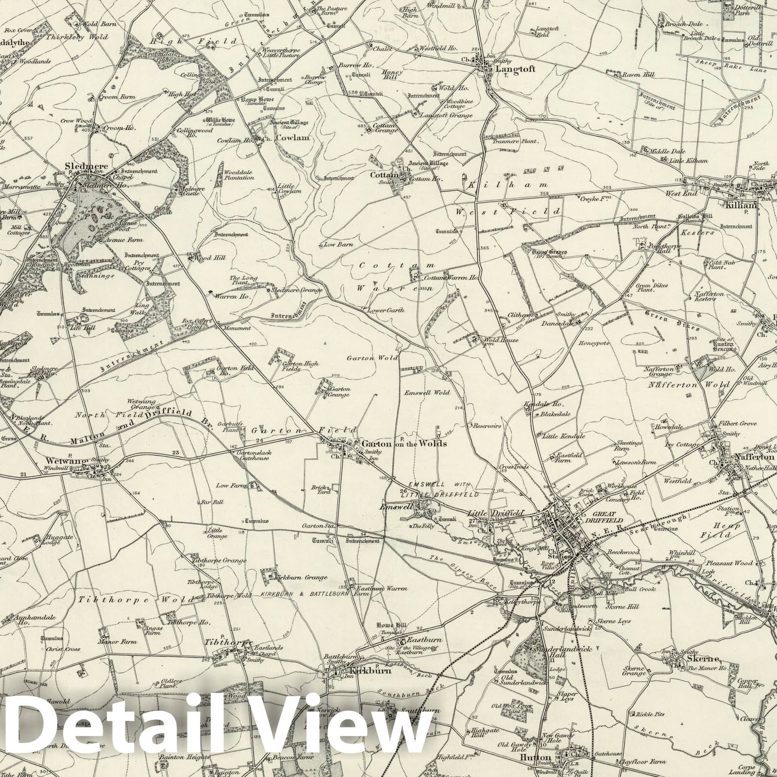 Great Driffield, England - Survey Map, 1898 - Ordnance Survey Topographic Print