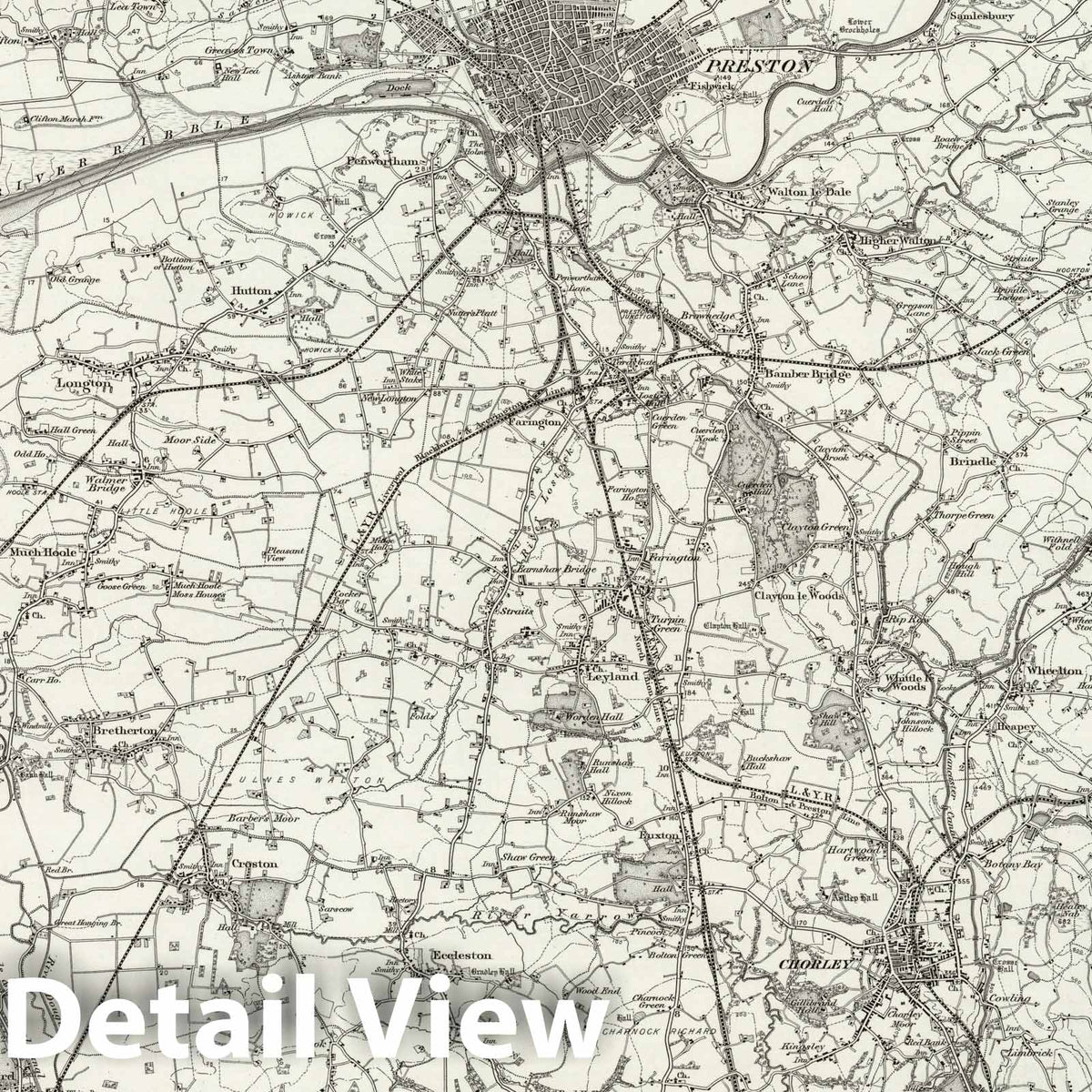 Preston - Survey Map, 1896 - Ordnance Survey England