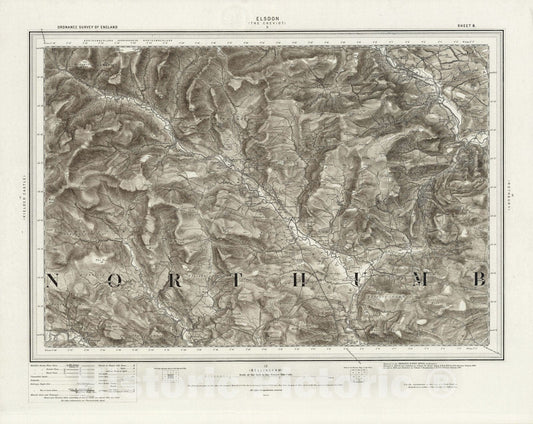 Historic Map : 8 Elsdon (Hills) 1897 - Vintage Wall Art