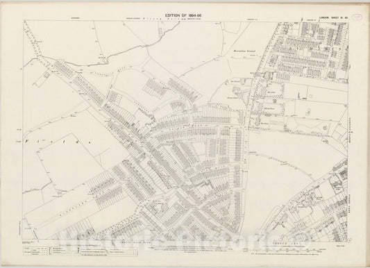 Historic Map : London (England), City Atlas Map, London Sheet III.43 1895 - Vintage Wall Art