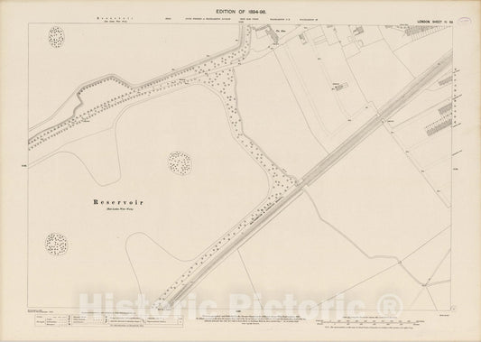 Historic Map : London (England), City Atlas Map, London Sheet III.59 1895 - Vintage Wall Art
