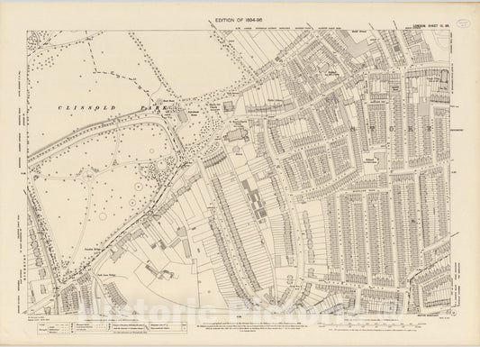 Historic Map : London (England), City Atlas Map, London Sheet III.86 1895 - Vintage Wall Art