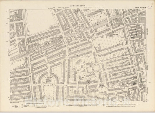 Historic Map : London (England), City Atlas Map, London Sheet VII.14 1896 - Vintage Wall Art