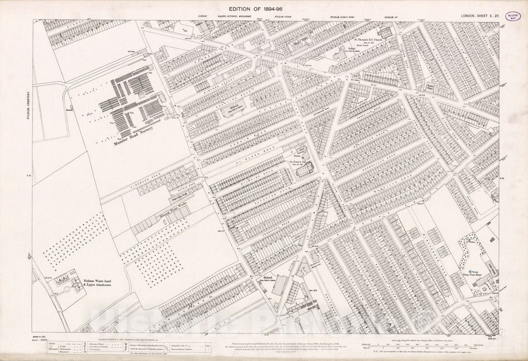 Historic Map : London (England), City Atlas Map, London Sheet X.27 1895 - Vintage Wall Art