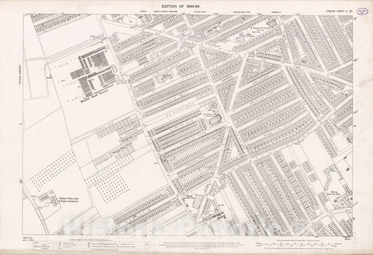 Historic Map : London (England), City Atlas Map, London Sheet X.27 1895 - Vintage Wall Art