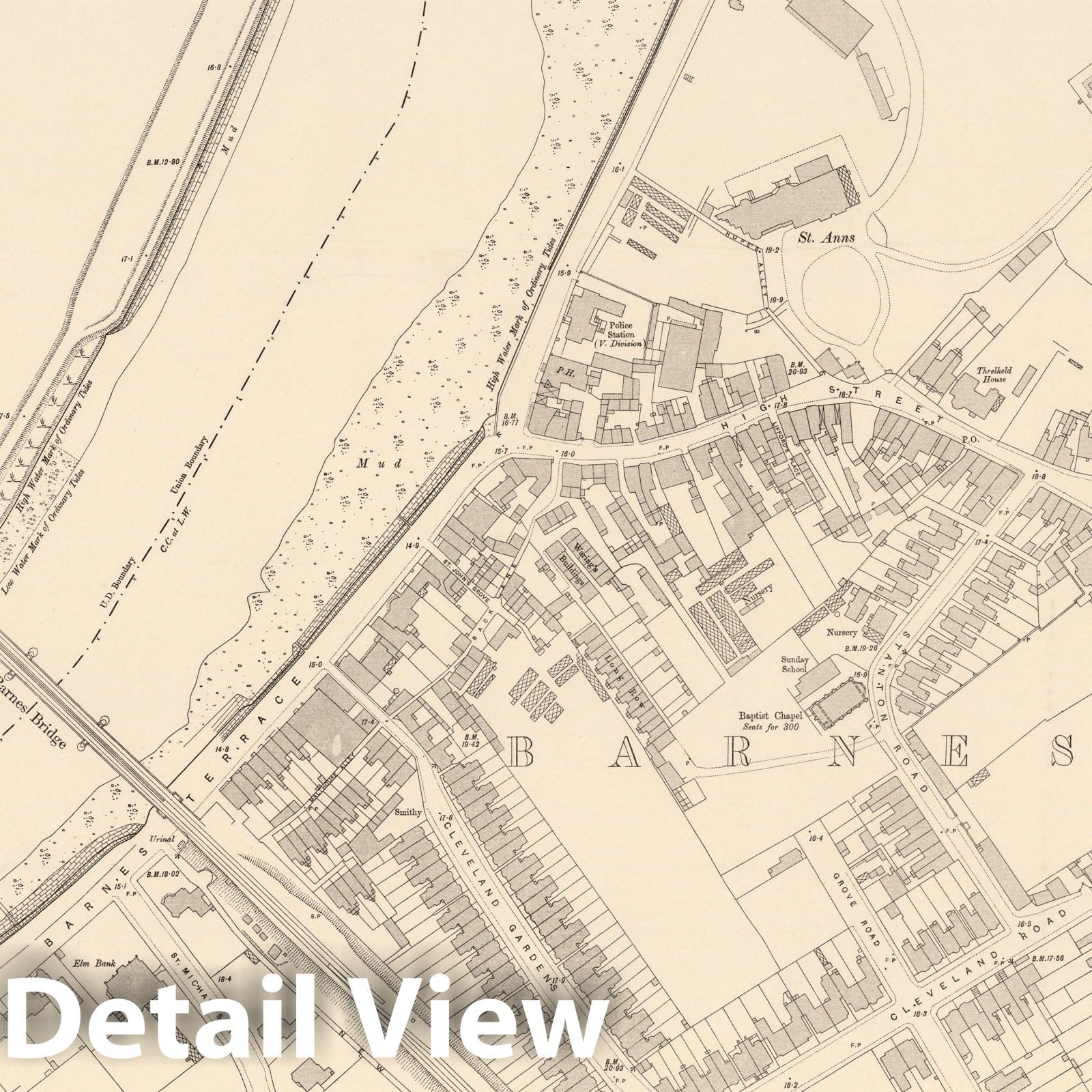 London, England - Sheet X.34, 1895 - Ordnance Survey Historical Map Print