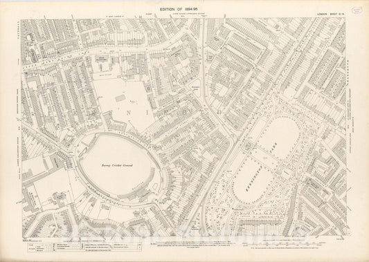 Historic Map : London (England), City Atlas Map, London Sheet XI.14 1895 - Vintage Wall Art