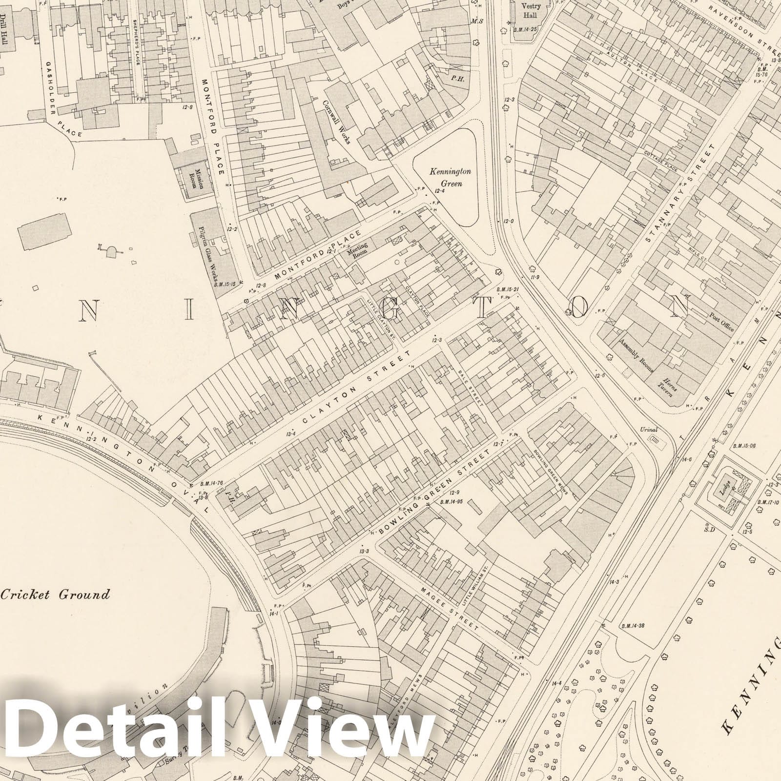 London, Sheet XI.14 - Survey Map, 1895 - Ordnance Survey Historical Print