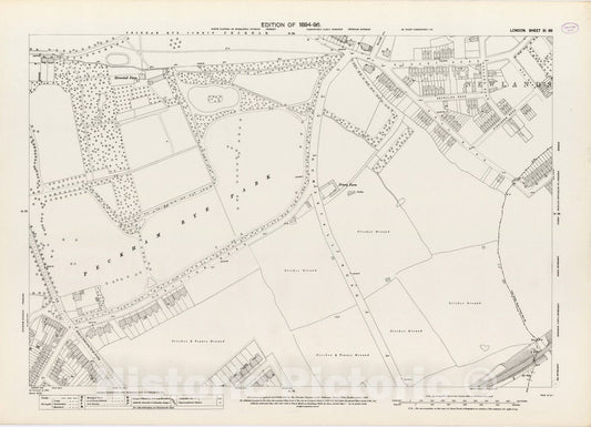 Historic Map : London (England), City Atlas Map, London Sheet XI.68 1895 - Vintage Wall Art
