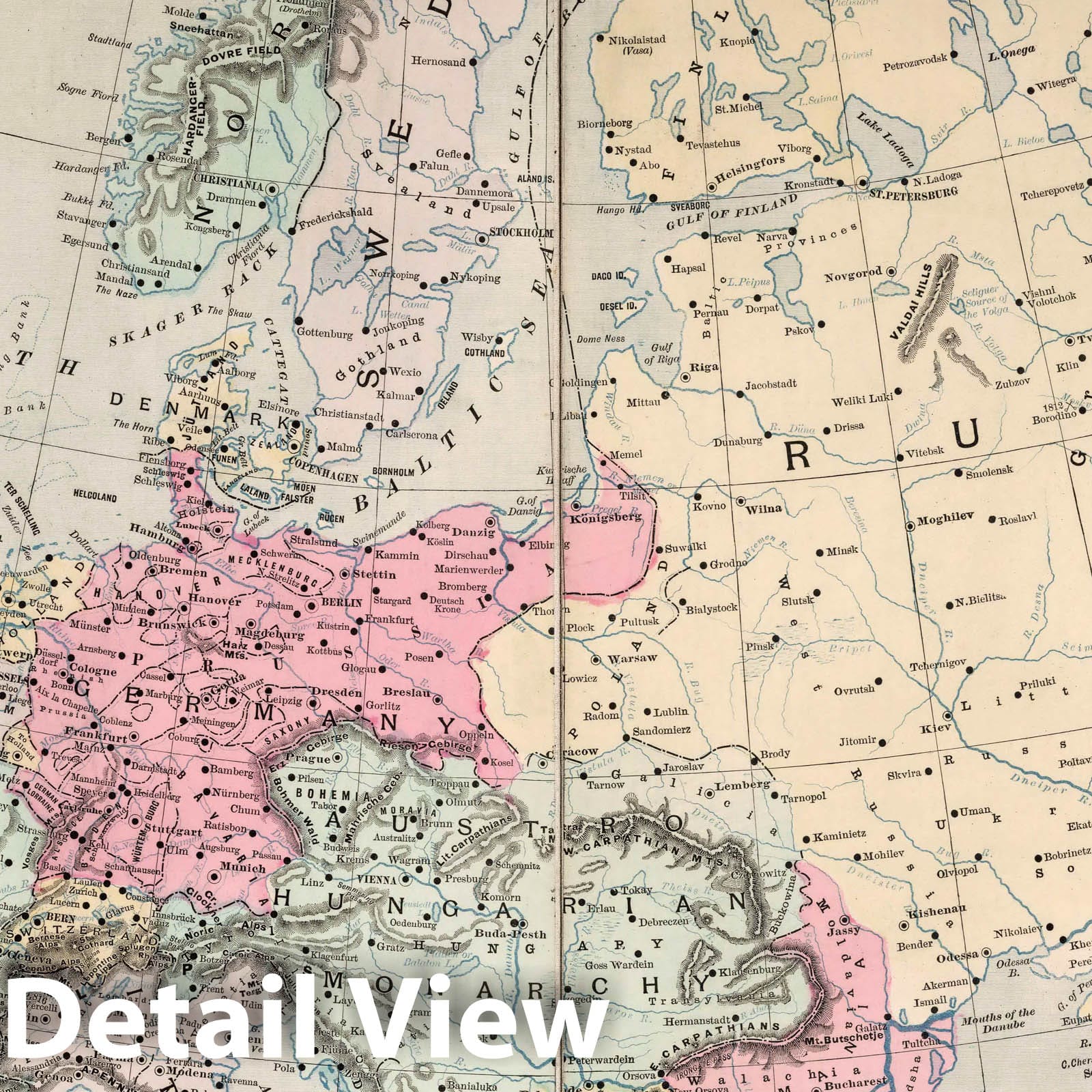 Europe, 1896 - Historical Map Print from Rufus Blanchard's Atlas