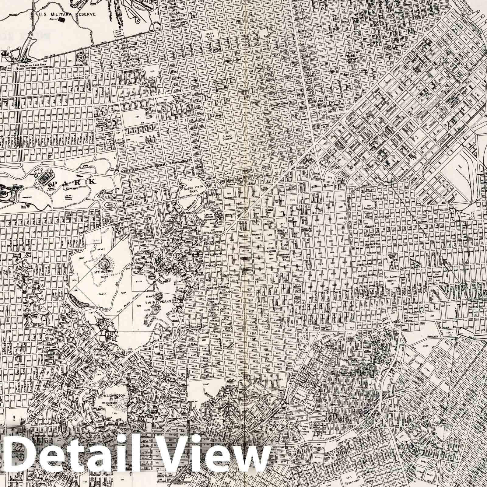 San Francisco, California - Boundary Map, 1948 - Historical Map Print